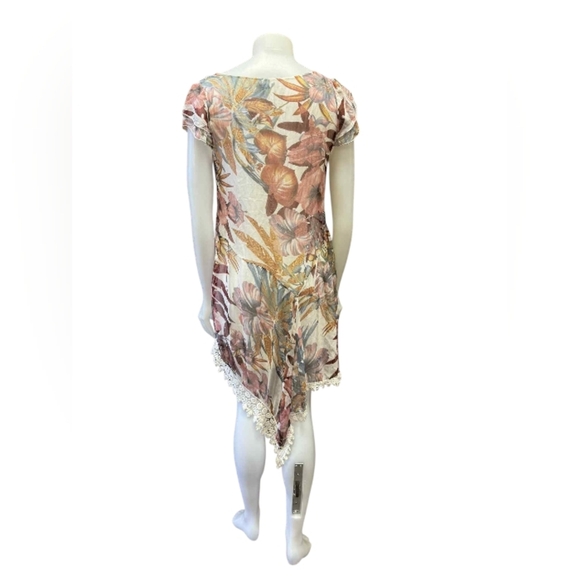 Elena Baldi 100% Silk Dress Made In Italy Floral Multi Coloured Size Small EUC - Picture 3 of 8